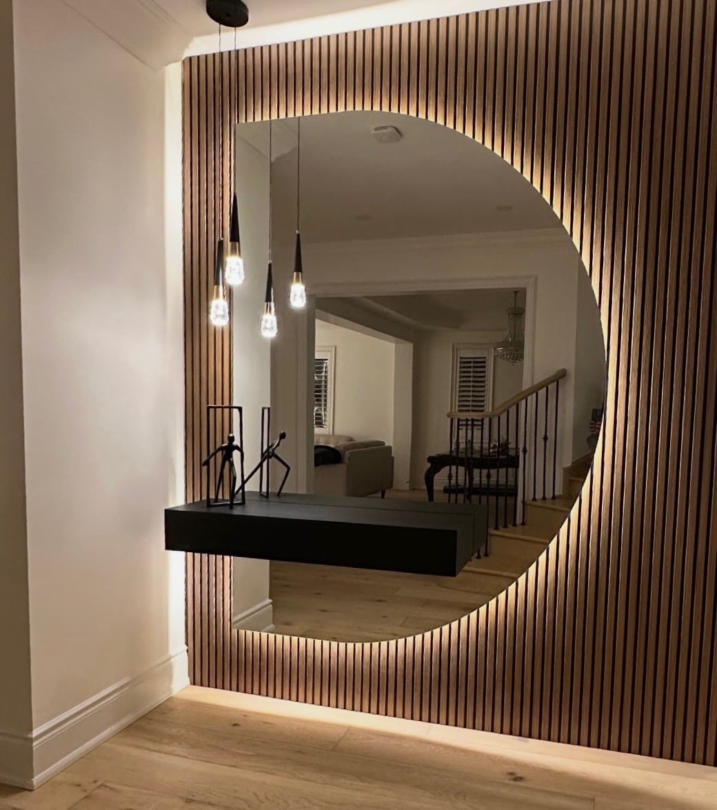Custom wall mirror over a vanity